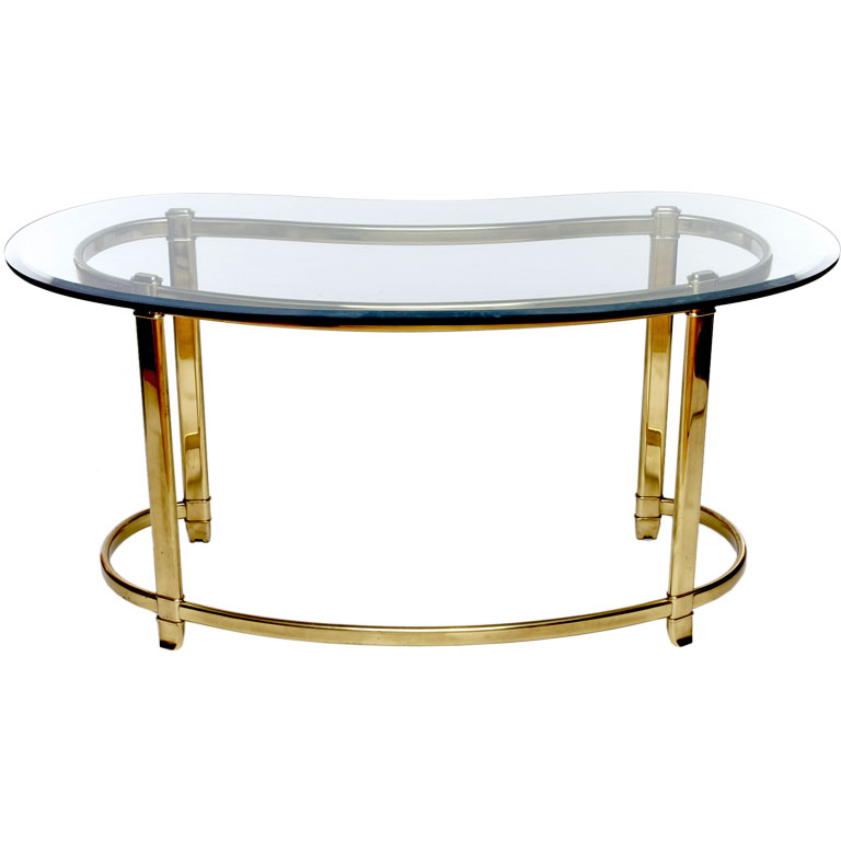 Mastercraft Desk Brass Kidney Shaped Writing Desk Cravemodern