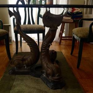 Vintage Bronze Koi Dining Table