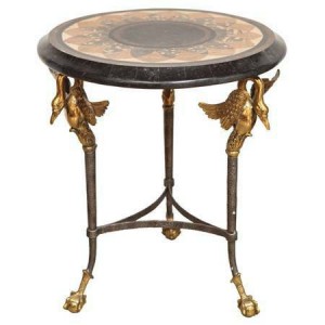 maitland smith brass and stone swan side table