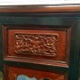 Asian Carved Wood Mirrored Armoire