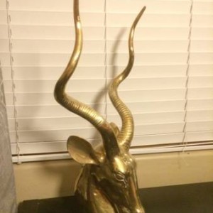 Brass Kudu Bust Sculpture