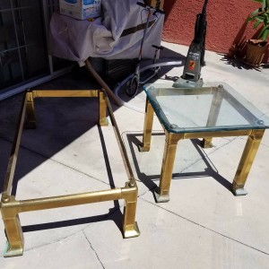 Mastercraft Asian Inspired Solid Brass Coffee Table and Side Table