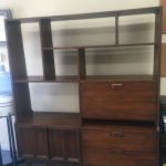 Vintage solid walnut wood mid-century room divider/hutch