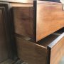 Vintage solid walnut wood mid-century room divider/hutch